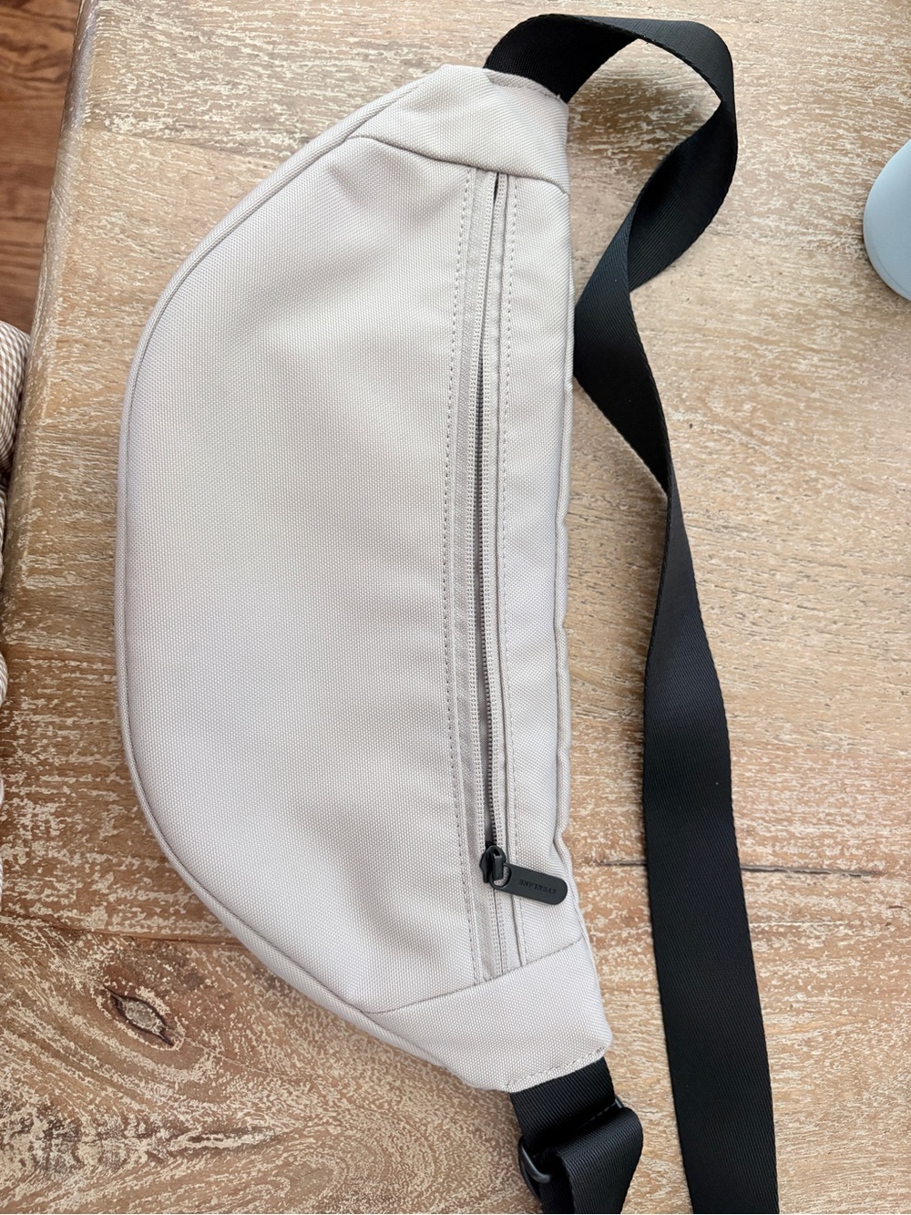 Everlane Beige Crossbody Sling Bag with Black Strap